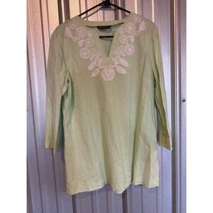 Brooks Brothers 346 Blouse Womens Top Tunic 3/4‎ Sleeve Mint Green Size Large